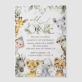 Invitations En Vélin Jungle Animals, Safari, Wild One, First Birthday (Recto)