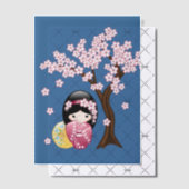 Invitations En Vélin Kokeshi Cute japonais Geisha Blue Insertion (Décalage (Invitation))