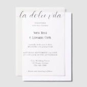 Invitations En Vélin La Dolce Vita Script Élégant Mariage italien (Compenser)