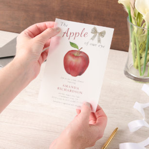Invitations En Vélin La pomme de notre Baby shower d'aquarelle