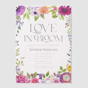 Invitations En Vélin L'amour est en fleurs Douce Fête de Mariage à l'