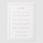 Invitations En Vélin Lauren Noir et Blanc Monogramme Mariage élégant (Recto)