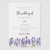 Invitations En Vélin Lavande violette florales abeilles mariage (Recto)