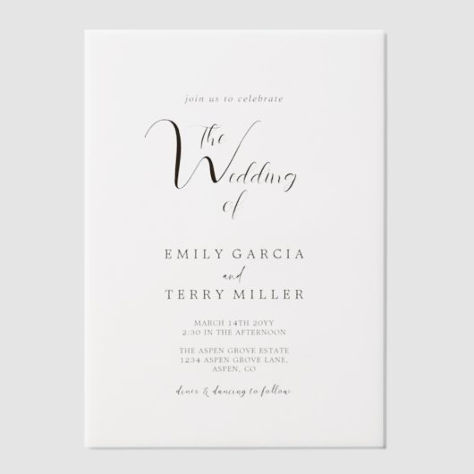 Invitations En Vélin L'Heure d'or Grace Mariage moderne (Recto)