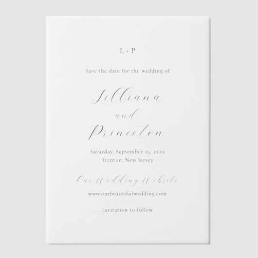 Invitations En Vélin Lilliana Elegant Modern Wedding Enregistrer la dat (Recto)