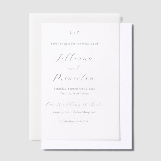 Invitations En Vélin Lilliana Elegant Modern Wedding Enregistrer la dat (Compenser)