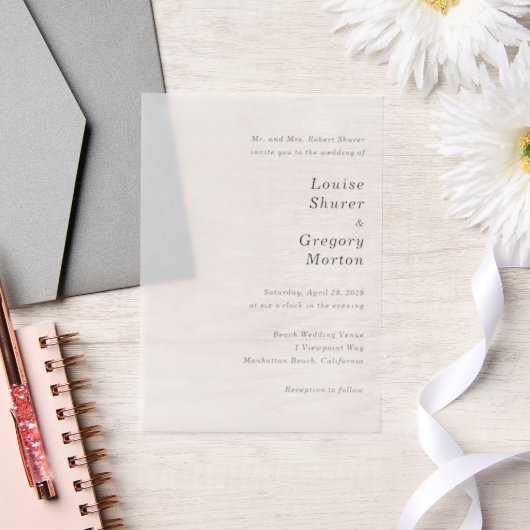 Invitations En Vélin Louise Simple Mariage moderne (Mariage)
