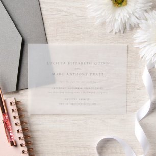 Invitations En Vélin Lucilla Elégant Mariage moderne Enregistrer la dat