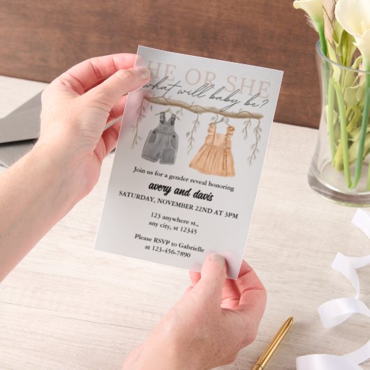Invitations En Vélin Lui ou Elle, Qu'est-ce que le bébé sera ? | Boho (Ordinateur de poche)