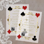 Invitations En Vélin Luxe QR Code Roaring 20s Art Déco Mariage<br><div class="desc">L'invitation est imprimée sur du papier vellum lisse, semi-translucide, lui donnant un aspect éthérée et raffiné. La texture douce et laiteuse du papier crée un sens subtil du luxe, tout en permettant un léger soupçon de design sous-jacent de regarder à travers. Design chic et glamour avec code QR moderne, forme...</div>