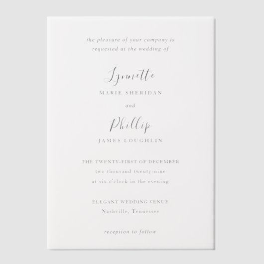 Invitations En Vélin Lynnette Mariage traditionnel élégant (Recto)