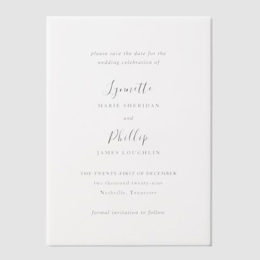 Invitations En Vélin Lynnette Traditionnelle Mariage élégant Enregistre (Recto)