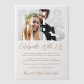 Invitations En Vélin M. Mme Photo Gold Script Mariage Réception (Recto)