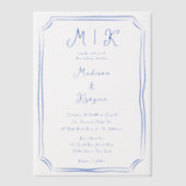 Invitations En Vélin Main dessinée Whimsical Blue Mariage français (Recto)