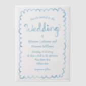 Invitations En Vélin Main Whimsical tiré Mariage bleu clair (Recto)