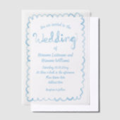 Invitations En Vélin Main Whimsical tiré Mariage bleu clair (Compenser)