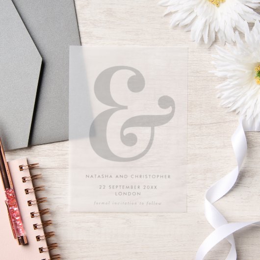 Invitations En Vélin Majuscules en gras et superposition Enregistrer la (Mariage)