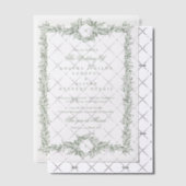 Invitations En Vélin mariage à double monogramme vert sauge (Décalage (Invitation))