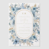 Invitations En Vélin Mariage à fleurs de printemps bleu bleu marine Dus (Recto)