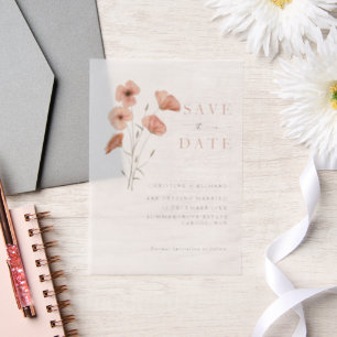 Invitations En Vélin Mariage à la fleur d'orange de pavot Enregistrer l