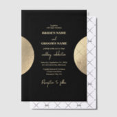 Invitations En Vélin Mariage Abstrait moderne Noir & Or contemporain (Décalage (Invitation))