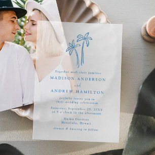 Invitations En Vélin Mariage aux palmiers bleus dessinés à la main mode