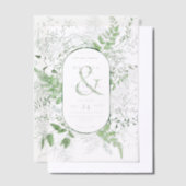 Invitations En Vélin Mariage blanc de feuillage vert de fougère rustiqu (Compenser)