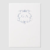 Invitations En Vélin Mariage bleu Monogram Crest Mariage (Recto)