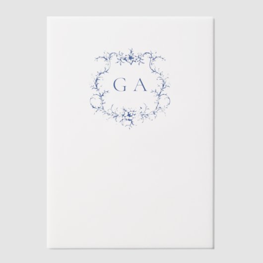 Invitations En Vélin Mariage bleu Monogram Crest Mariage (Recto)