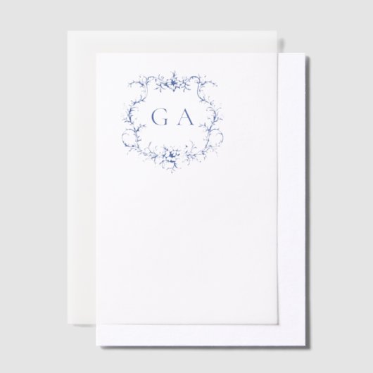 Invitations En Vélin Mariage bleu Monogram Crest Mariage (Compenser)