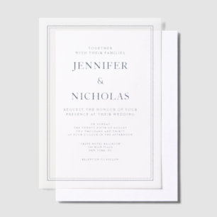 Invitations En Vélin Mariage Bleu Nuit Formel Classique Élégant
