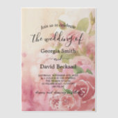 Invitations En Vélin Mariage botanique Rose (Recto)