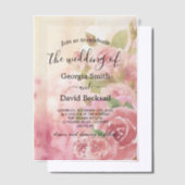 Invitations En Vélin Mariage botanique Rose (Compenser)