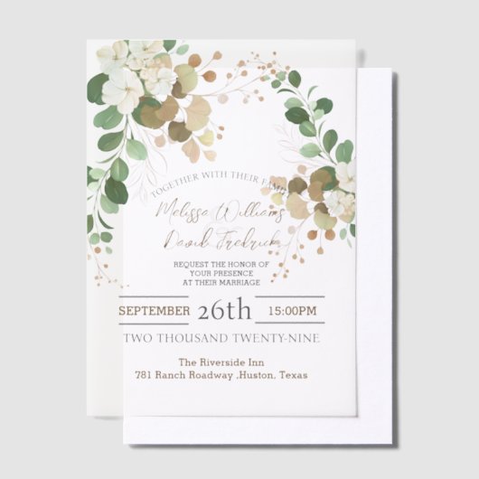 Invitations En Vélin Mariage botanique rustique d'automne à l'eucalyptu (Compenser)