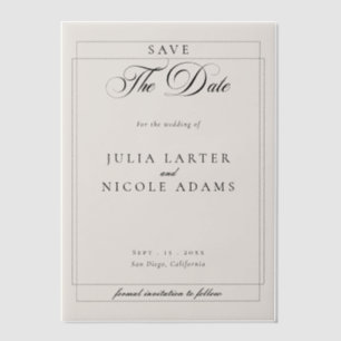 Invitations En Vélin Mariage Calligraphié Classique Noir Enregistrer La