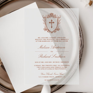 Invitations En Vélin Mariage Catholique en Terracotta Victorien