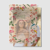 Invitations En Vélin Mariage Champêtre Fleurs Oiseaux Abeilles Dessinés (Décalage (Couple))