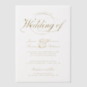 Invitations En Vélin Mariage Chic Faux Papier D'or Script (Recto)
