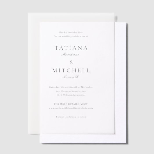 Invitations En Vélin Mariage classique élégant Enregistrer la date (Compenser)