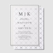 Invitations En Vélin Mariage classique noir et blanc (Décalage (Invitation))