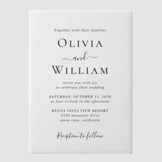 Invitations En Vélin Mariage classique simple (Recto)