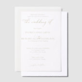 Invitations En Vélin Mariage classique simple Elegant Gold Foil Script (Compenser)