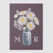 Invitations En Vélin Mariage Daisies Mason Jar Monogramme Initiales Som (Recto)