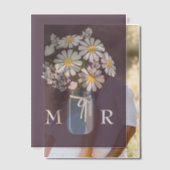 Invitations En Vélin Mariage Daisies Mason Jar Monogramme Initiales Som (Décalage (Couple))