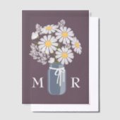 Invitations En Vélin Mariage Daisies Mason Jar Monogramme Initiales Som (Compenser)