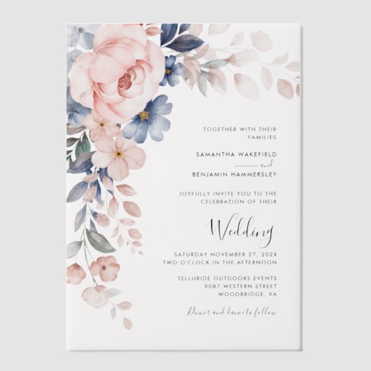 Invitations En Vélin Mariage d'aquarelle à script rose (Recto)