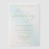 Invitations En Vélin Mariage d'aquarelle bleu (Recto)