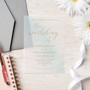 Invitations En Vélin Mariage d'aquarelle bleu