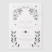 Invitations En Vélin Mariage d'arc floral étoile noire (Recto)