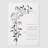 Invitations En Vélin Mariage d'arche botanique moderne aux oiseaux noir (Recto)